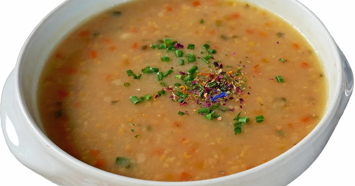 Vegetable soup in Flüela Hospiz, Switzerland.